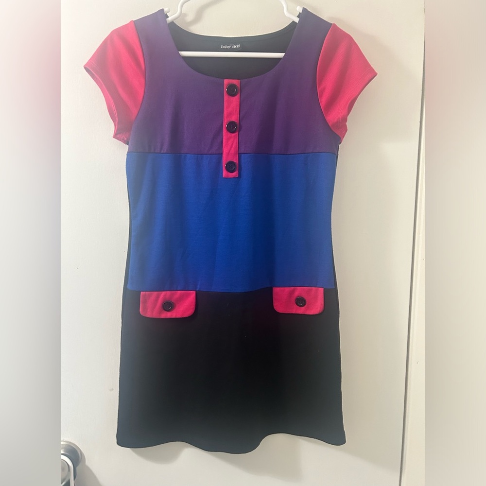 Paper Doll Vibrant Purple, Pink and Black Dress size large